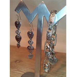 Curated bundle heart charm bracelets and earrings-romantic